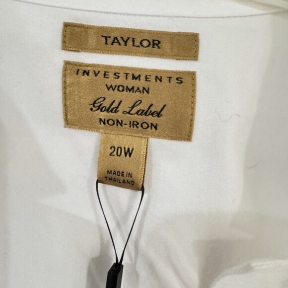 Investments II Woman TAYLOR Gold Label Button Up Shirt 20W White Work Top - Picture 3 of 15